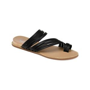 JOURNEE COLLECTION Womens Black Toe Loop Consuelo Wedge Slide Sandals 10 M